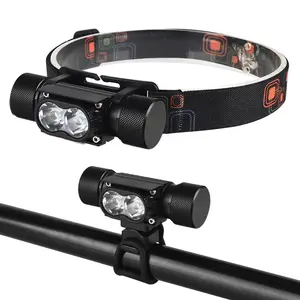 Led Light Headlamp 2021 Dual 20W XM-L T6 Led High Power Multipurpose Outdoor 2 In 1 USB Bicycle Front Light And Headlamp Powered By 18650 Battery