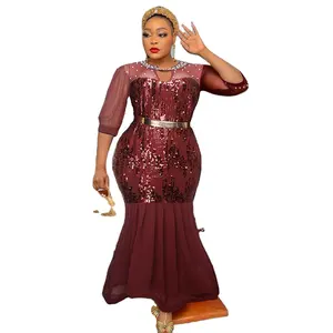 Sexy sequin turkey long gown evening dress elegant african women clothing