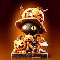 Ensemble de figurines en bois mignonnes pour Halloween, clown vintage, décor de table et d'étagère, dessin animé effrayant, ornement de fête d'Halloween, cadeau pour la maison