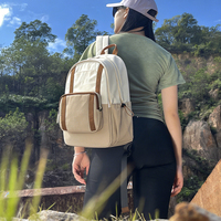 Sac à dos en cuir vintage grande capacité 36-55L, sac de randonnée extérieur, sac de voyage scolaire avec poche avant en polyester, unisexe, pour le camping