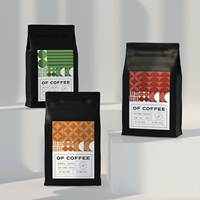 Sachet de café à fond plat imprimé en couleur personnalisée, forme spéciale, avec fermeture éclair de qualité alimentaire pour café de spécialité