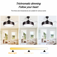 Y042 ventilateur de plafond moderne en or avec lumière et télécommande ABS lame pliant rétractable ventilateur lumière décorative rvb Led ventilateur lampe