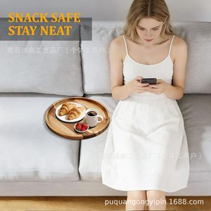 Bandeja de Madera para Sofá, Soporte para Aperitivos y Postres, Control Remoto, Portavasos, Estante Central para Sala de Estar, Estante de Escritorio de Una Sola Capa - Product Image 1
