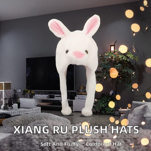 Sombreros de Animales (<span class=keywords><strong>Conejo</strong></span>, Panda) <span class=keywords><strong>Kigurumi</strong></span> de Felpa Rellenos de Algodón PP, Disfraz de Navidad, Protección Contra el Frío y el Viento, Suaves y Esponjosos, Unisex, Familiares - Product Image 2