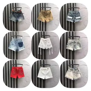 Wholesale new fashion women's raw edge jeans shorts ripped raw edge denim short culottes ladies daily casual