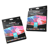 FLOWood – Coffret de 48 crayons de couleur professionnels à l'aquarelle, mélangeables, solubles dans l'eau, pour artistes, ensemble de dessin