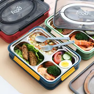 High qualität dicht 4 fach Food Containers Storage kunststoff School edelstahl Steel Lunch Box