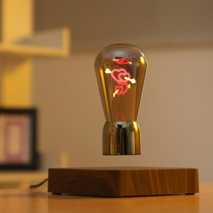 Lampe LED à filament en forme de cœur flottant à lévitation magnétique, base en bois, veilleuse rotative, décoration de table créative et romantique pour la maison - Product Image 4
