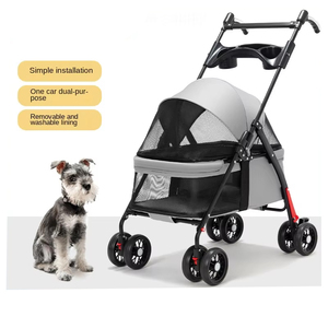 Carrito Plegable de Metal Resistente para Mascotas, Carrito de Viaje para Perros Pequeños y Gatos, Transpirable y Portátil - Product Image 1