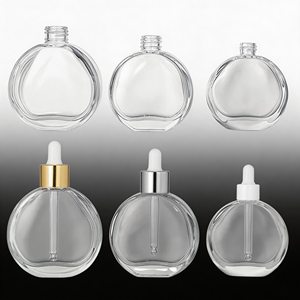 Botellas de Vidrio Redondas y Planas de 50 ml con Gotero, para Esencias Cosméticas y Lociones, Botellas con Gotero Doradas, Botellas Transparentes Negras Personalizadas con Caja de Empaque - Product Image 3