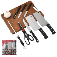 Lot de 8 couteaux de cuisine ambidextres en acier inoxydable à double face avec ventouse, manches en plastique, bord droit poli – Vente en gros