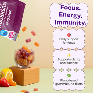 Безсахарный веганский ашваганда Рейши, Львиная Грива, повышающий иммунитет, 8 из 1 грибных жевательных конфет - Product Image 2