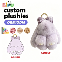 Porte-clés en peluche mini lapin en gros, rembourré en coton PP, fourrure de lapin Rex, porte-clés animal en peluche, fabricant OEM de pendentifs en peluche