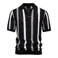 Nouveau Polo Homme Été 2026 à Manches Courtes Personnalisable, Tricoté Respirant à Rayures Creuses pour Chemise Polo, 100% Coton Infroissable