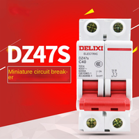 Disjoncteur miniature Air Switch DZ47S 63A pour usage domestique, 2P monophasé, protection contre les courts-circuits, PVC ignifuge