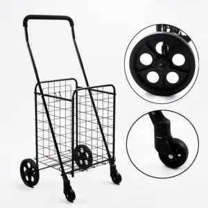 30KGS Factory Customized Portable Folding Steel Wire Shopping Trolleys Carts For Supermarket Mini Shopping Trolley Cart