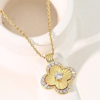 Collier pendentif trèfle à quatre feuilles Mylove en laiton plaqué or 18 carats avec zircon cubique motif soleil, chic et porte-bonheur, pour femme, idéal pour les tenues quotidiennes