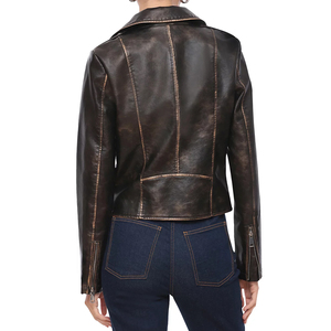 Fabricante de Chaquetas de Cuero Personalizadas, Chaqueta de Cuero Vintage de Lujo con Cierre para Mujer, Chaqueta Negra Encerada para Damas - Product Image 2