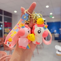 Porte-clés Licorne Fraise en Silicone Mignon, Porte-clés Cheval de Dessin Animé