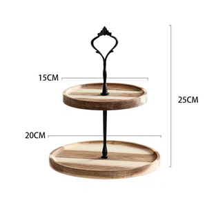 Stand Logam Kayu 3 Tingkat 2 Tingkat Tertekan Pedesaan Stan Kue Pernikahan Natal Ulang Tahun Tampilan Meja Kue - Product Image 3
