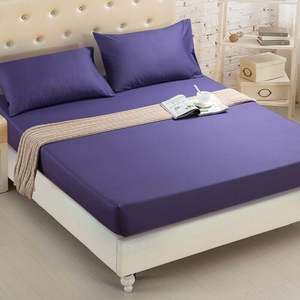 Ensemble de literie Saint Classic lavable de couleur blanc pur, <span class=keywords><strong>drap</strong></span> <span class=keywords><strong>plat</strong></span> et <span class=keywords><strong>drap</strong></span>-housse en tissu de coton - Product Image 4