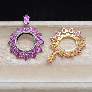 Pendentif Tournesol en Argent S925 12,7 mm avec Perle Marbrée, Plateau Vide Semi-Fini pour Bijoux DIY JG5305 - Product Image 1