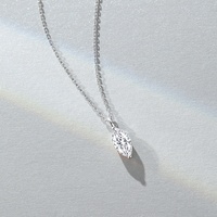 Collier en argent S925 avec moissanite simple d'un carat en forme d'œil de cheval, style décontracté, chaîne croisée, pour femme, vente en gros personnalisée