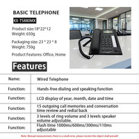 Téléphone analogique filaire avec affichage numérique et numérotation rapide unique pour la maison, l'hôtel et le bureau.