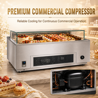 Refrigerador Comercial de Mostrador para Delicatessen, Vitrina Refrigerada con Enfriamiento por Aire para Pasteles y Panadería, para Cafetería y Supermercado