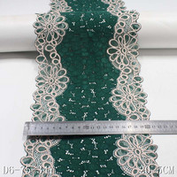 21cm vert foncé Spandex élastique dentelle tissu Floral tricoté maille Stretch lacets garniture pour femmes robe soutien-gorge