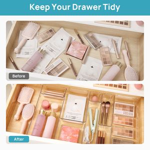 44 Pack Rectangle PET <strong>Plastic</strong> <strong>Drawer</strong> Organizer Desk Divider <strong>Storage</strong> Bins for Makeup Jewelry Office <strong>Storage</strong> - Product Image 2