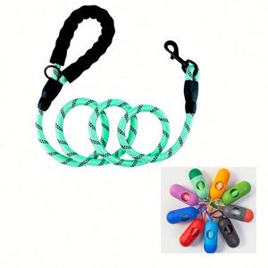 Highly Reflective Rope Leashes Soft Handle Rotating Metal Clip Waste Bag Dispenser Dogs Training Essential for Walks Hikes <b>Gift</b> - Product Image 1