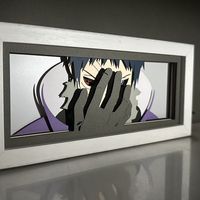 Lampe de sculpture sur papier 3D japonaise, lumière de nuit bicolore avec cadre en bois pour la décoration de bureau sur le thème de l'anime et couches 3D 12+