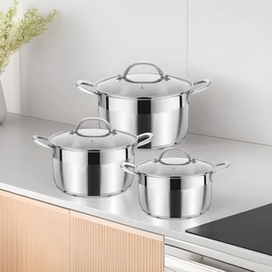 Klassisches Design Edelstahl-Kochtopf-<span class=keywords><strong>Set</strong></span> für <span class=keywords><strong>Camping</strong></span> & Haushalt - Umweltfreundlich Verstärkt für Gas- & Induktionsherde - Product Image 1