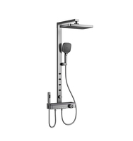 Colonne de douche thermostatique murale avec pommeau pluie et douchette à main, vente en gros directe usine pour projets hôteliers et résidentiels