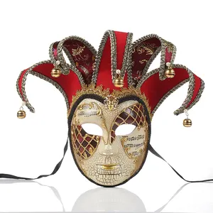 Lächelnde Jester Joker Voll gesicht Männer venezia nische Maskerade dekorative Wand mit Glocke