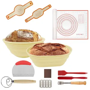 맞춤형 베이킹 용품 접을 수있는 효모 교정 바구니 키트 효모 용 접이식 실리콘 빵 교정 바구니 세트