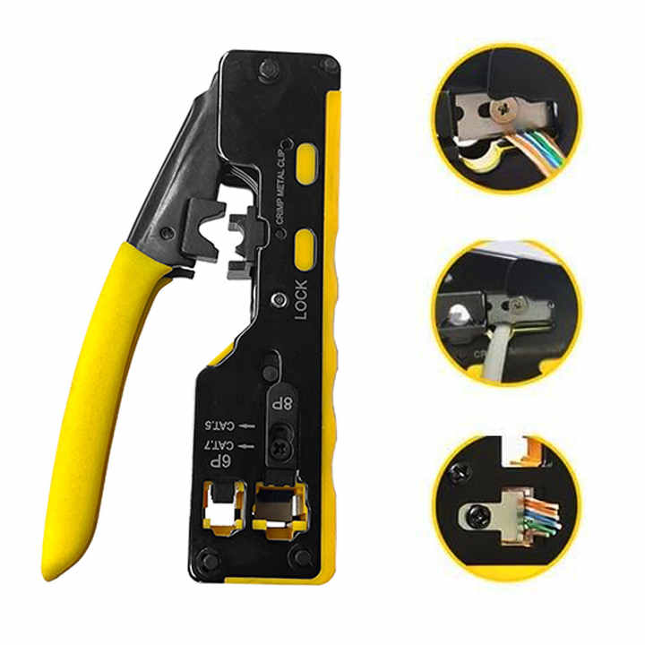 6P 8P RJ 45 Stripper Cutter Wire Crimp Crimper Network Cable Cat7 Pass ...