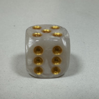 Jeu de dés marbrés de luxe personnalisé, fabrication directe, dés en acrylique de 15 mm, 6 faces avec coins droits, points dorés, jeux de société