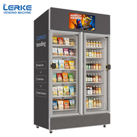 Máquina Expendedora Automática de Fruta Fresca LERKE con Pantalla Publicitaria de 21 Pulgadas, Refrigerador Inteligente con Lector de Tarjetas PAX/NAYAX