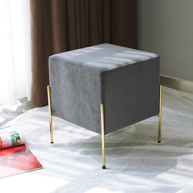 Storage Ottoman Seat Stool Velvet Round Pouf Foot Stool Ottoman Chair Step