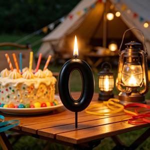 Velas con Diseño de Número para Fiestas, Número 0 Negro de 6 cm, Decoración para Pastel de Cumpleaños - Product Image 6