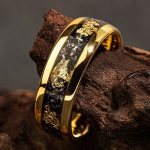 Anillos De Acero Inoxidable Men's Gold Stainless Steel High-End <b>Ring</b> Vintage Starry Sky Oval Cut Wedding Engagement Finger Band - Product Image 4