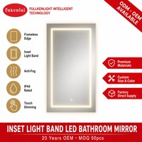 Miroir de salle de bain LED sans cadre Fullkenlight, vertical, intelligent, à intensité variable, tactile, miroir de vanité haut de gamme pour hôtel