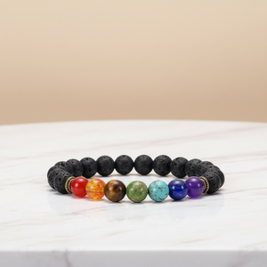 Pulsera Elástica de Piedras de Lava de 8mm con 7 Chakras para Sanación Reiki, Pulsera de Piedras Preciosas Naturales para Equilibrio Energético, Regalo de Joyería - Product Image 4