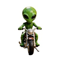 Statue de jardin en résine créative personnalisée HQ Dropshipping, Alien OVNI à moto, Ornement, Cadeaux originaux, Cadeau de bienvenue
