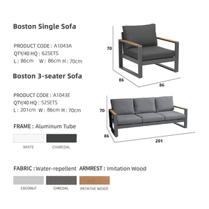 Ensemble <span class=keywords><strong>de</strong></span> canapés d'extérieur <span class=keywords><strong>en</strong></span> <span class=keywords><strong>aluminium</strong></span> <span class=keywords><strong>de</strong></span> qualité commerciale, avec accoudoirs <span class=keywords><strong>imitation</strong></span> <span class=keywords><strong>bois</strong></span>, mobilier <span class=keywords><strong>de</strong></span> patio imperméable pour projets hôteliers, villas et complexes hôteliers - Product Image 4