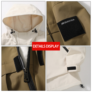 Vêtements pour hommes teints en usine avec logo personnalisé ODM, vente en gros, vêtements de travail d'extérieur, coupe-vent, sport, randonnée, voyage, <span class=keywords><strong>softshell</strong></span> - Product Image 5