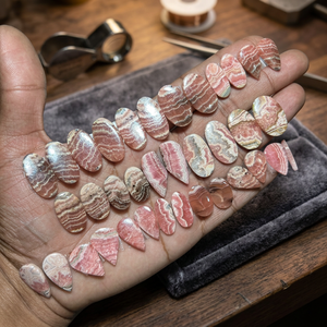 Excelente Par de Cabujones de Rodocrosita Rosa Natural de Primera Calidad, Gemas Sueltas ARHAN GEMS de Rajasthan - Product Image 3