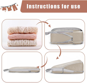 <span class=keywords><strong>Set</strong></span> di 5 Cubi e Borse per Compressione e Organizzazione con Chiusura a Zip, Maniglia Laterale e Rete, Organizzatori per Valigie da Viaggio per Risparmiare Spazio sui Vestiti - Product Image 6